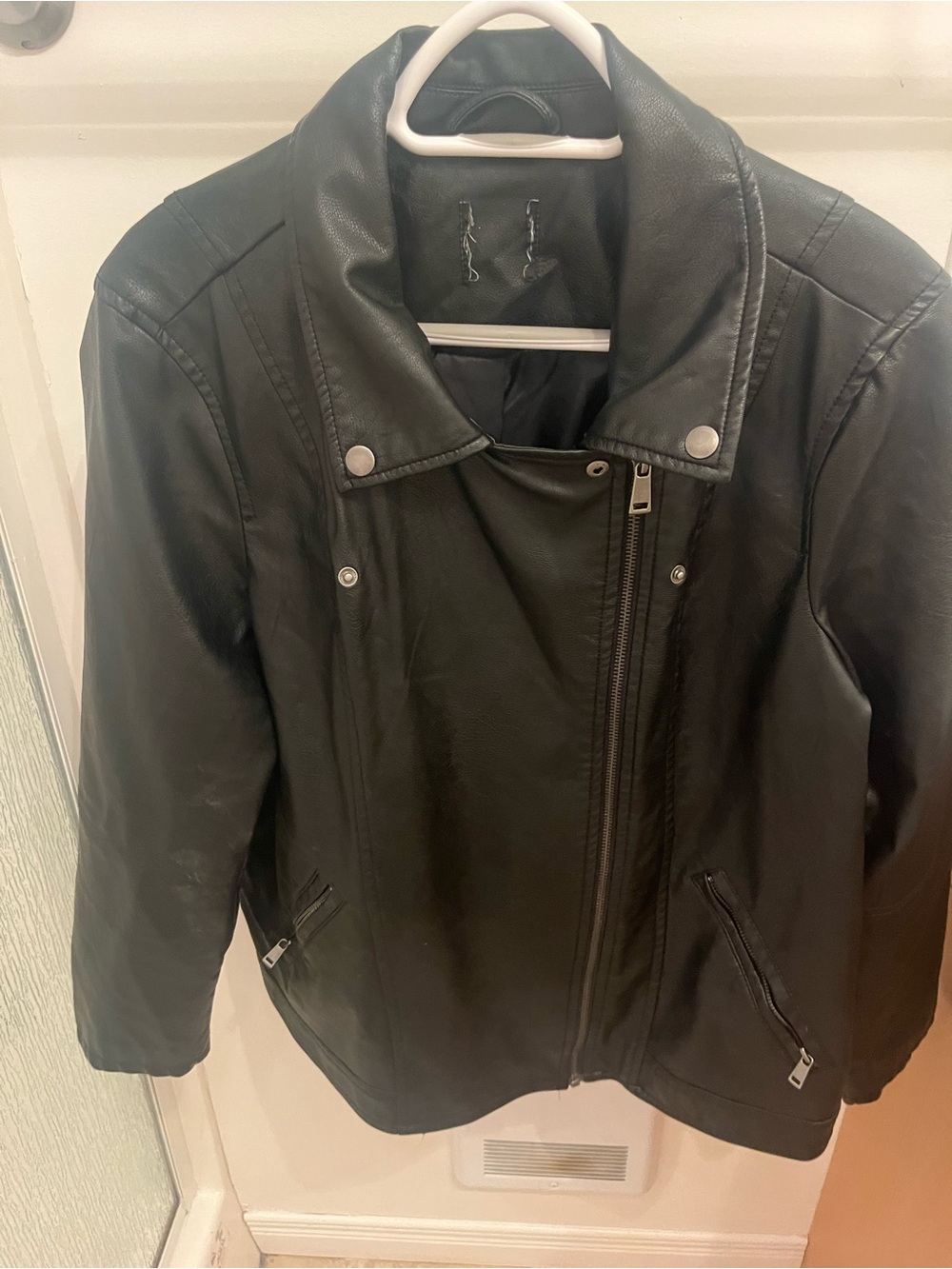Classic Black Faux Leather Moto Jacket